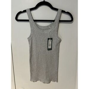 NWT Alpine Design Women's Ribbed Tank Top Light Gray‎ Size XS Raw Hem